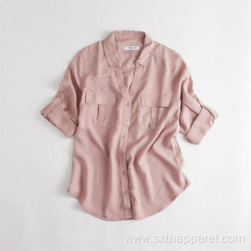 Ladies Long Tencel Short Sleeve Shirt